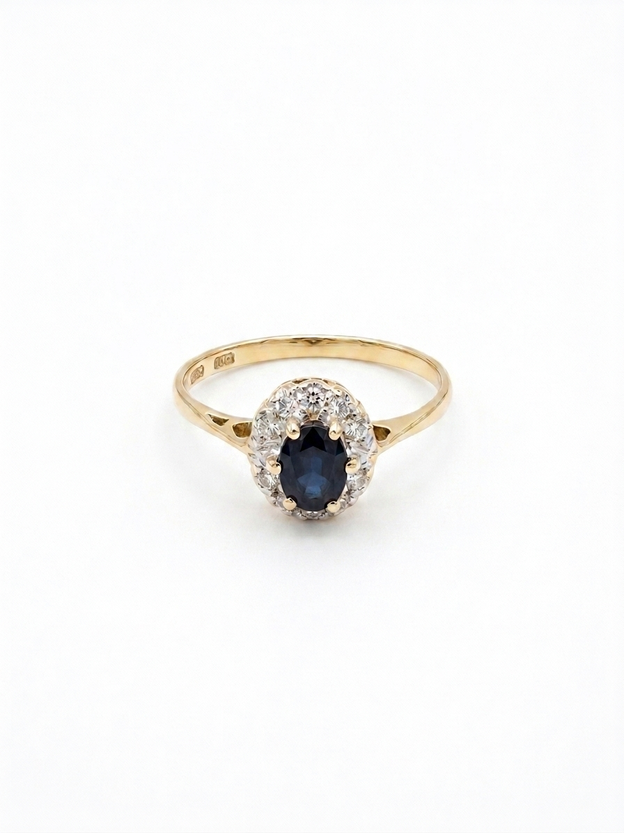 9ct Sapphire & Diamond Cluster Ring
