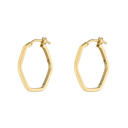 Large Gold Hex Hoops