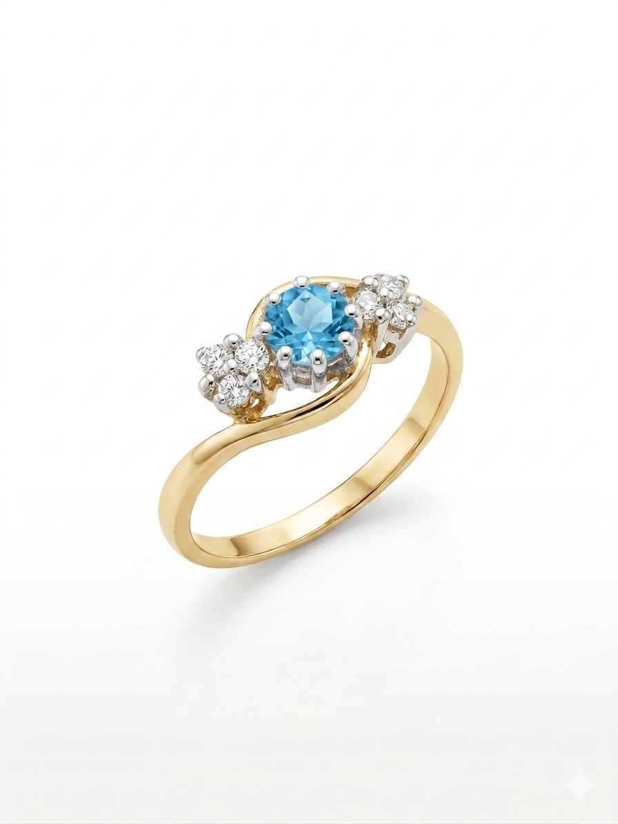 9ct Gold Topaz & Diamond Ring