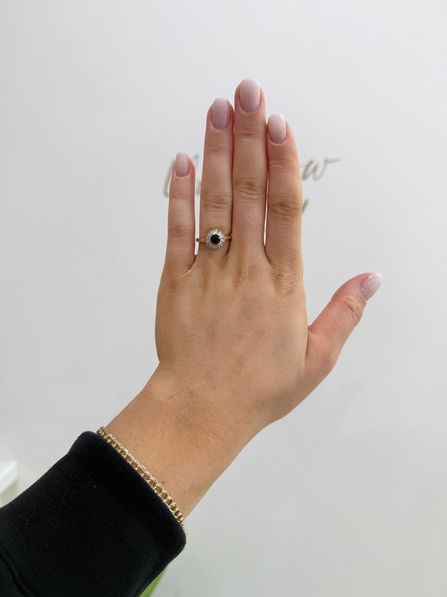 9ct Gold Iolite & Diamond Ring