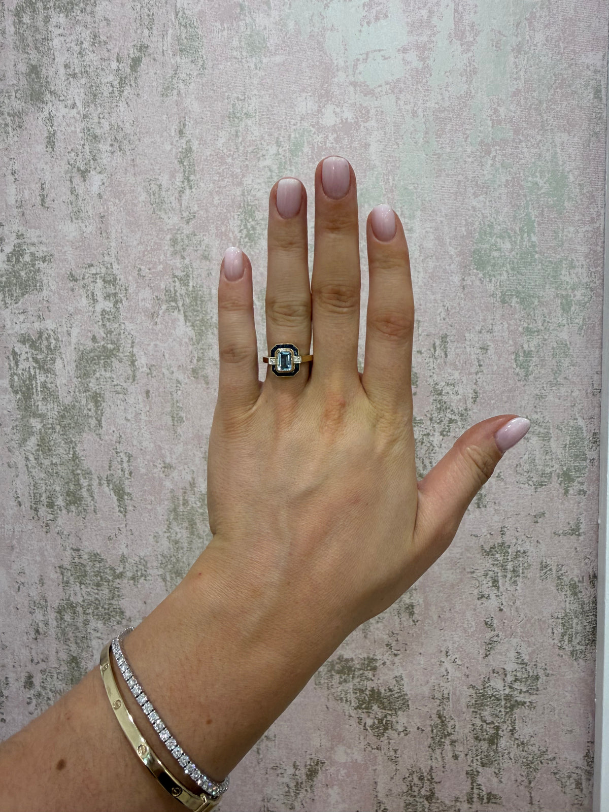 9ct Gold Sapphire, Topaz & Diamond Ring