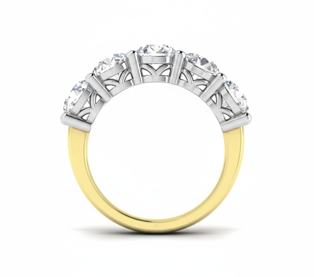 9K Five Stone Diamond Ring