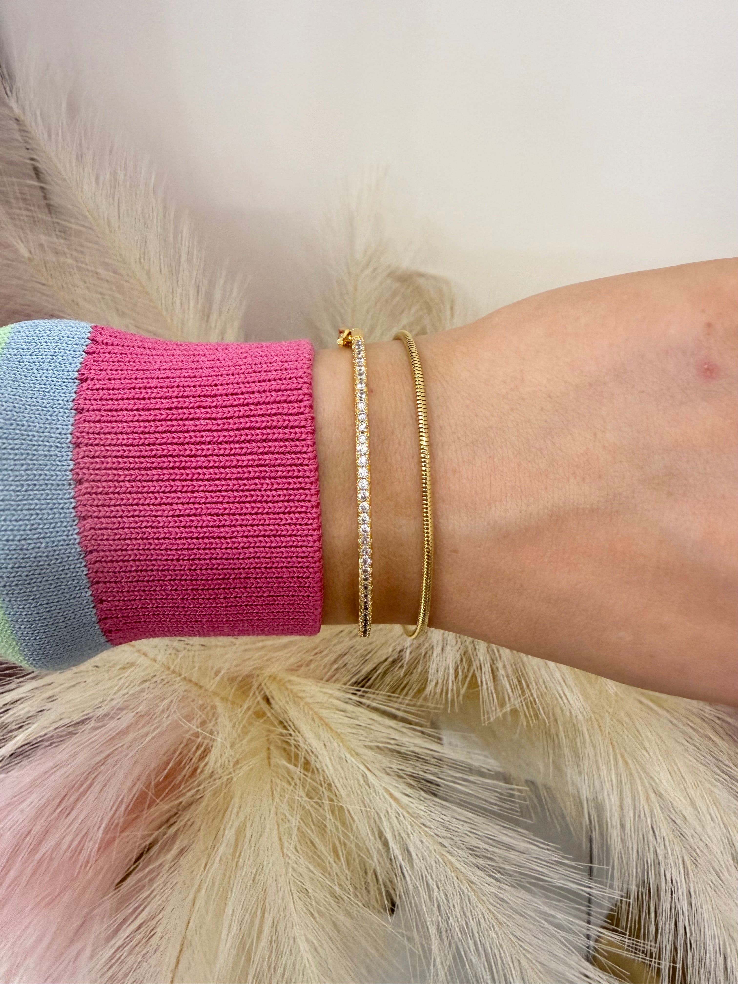 Flora Gold Plated Cz Bangle