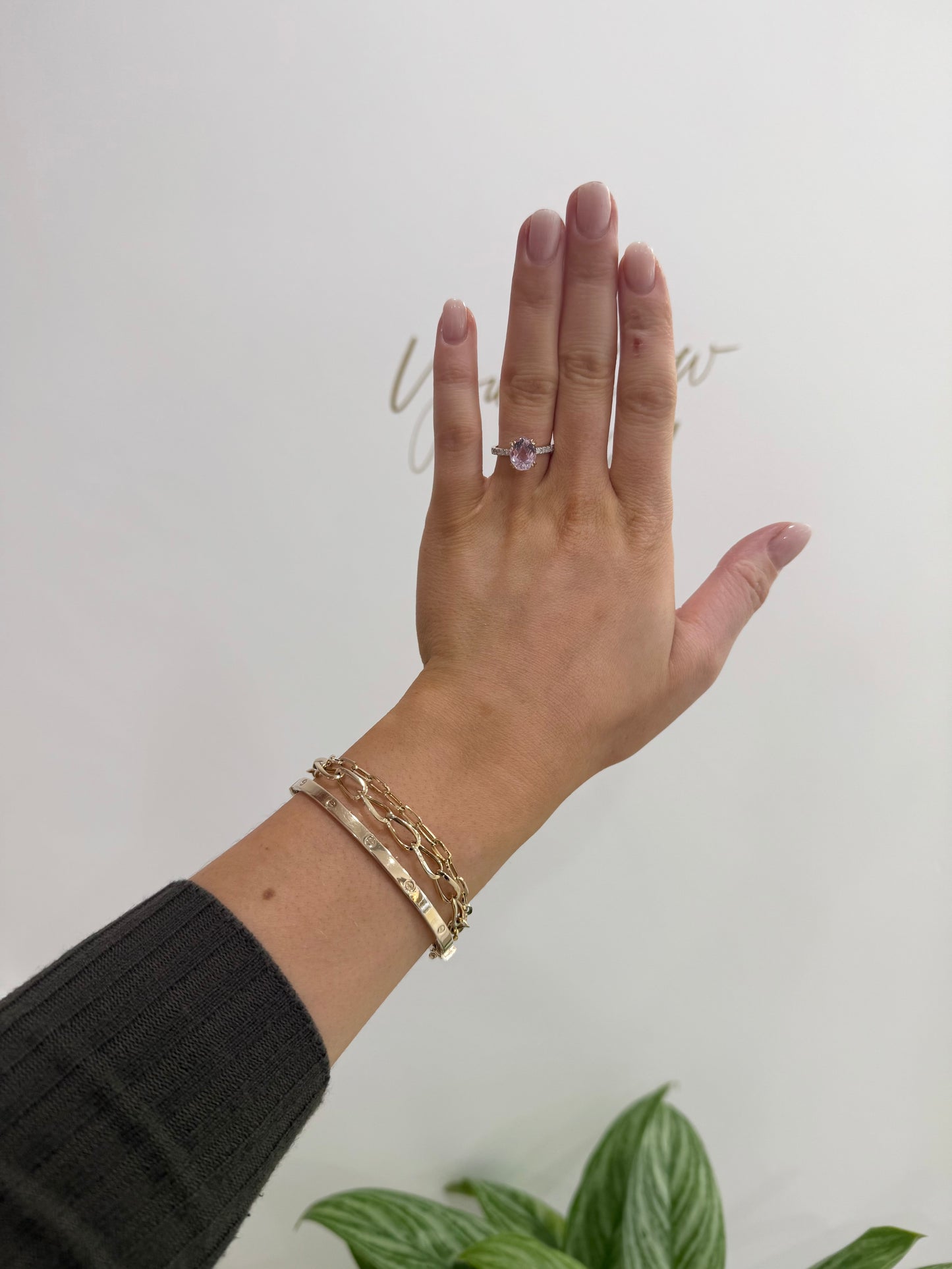 9ct Gold Pink Kunzite & Diamond Ring