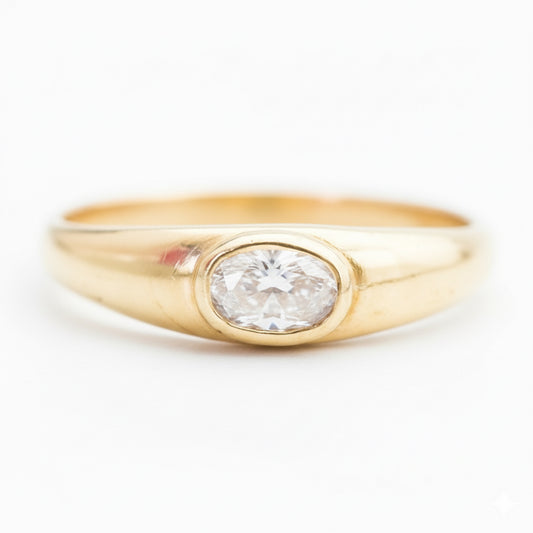 9Ct Gold CZ Gypsy Style Ring