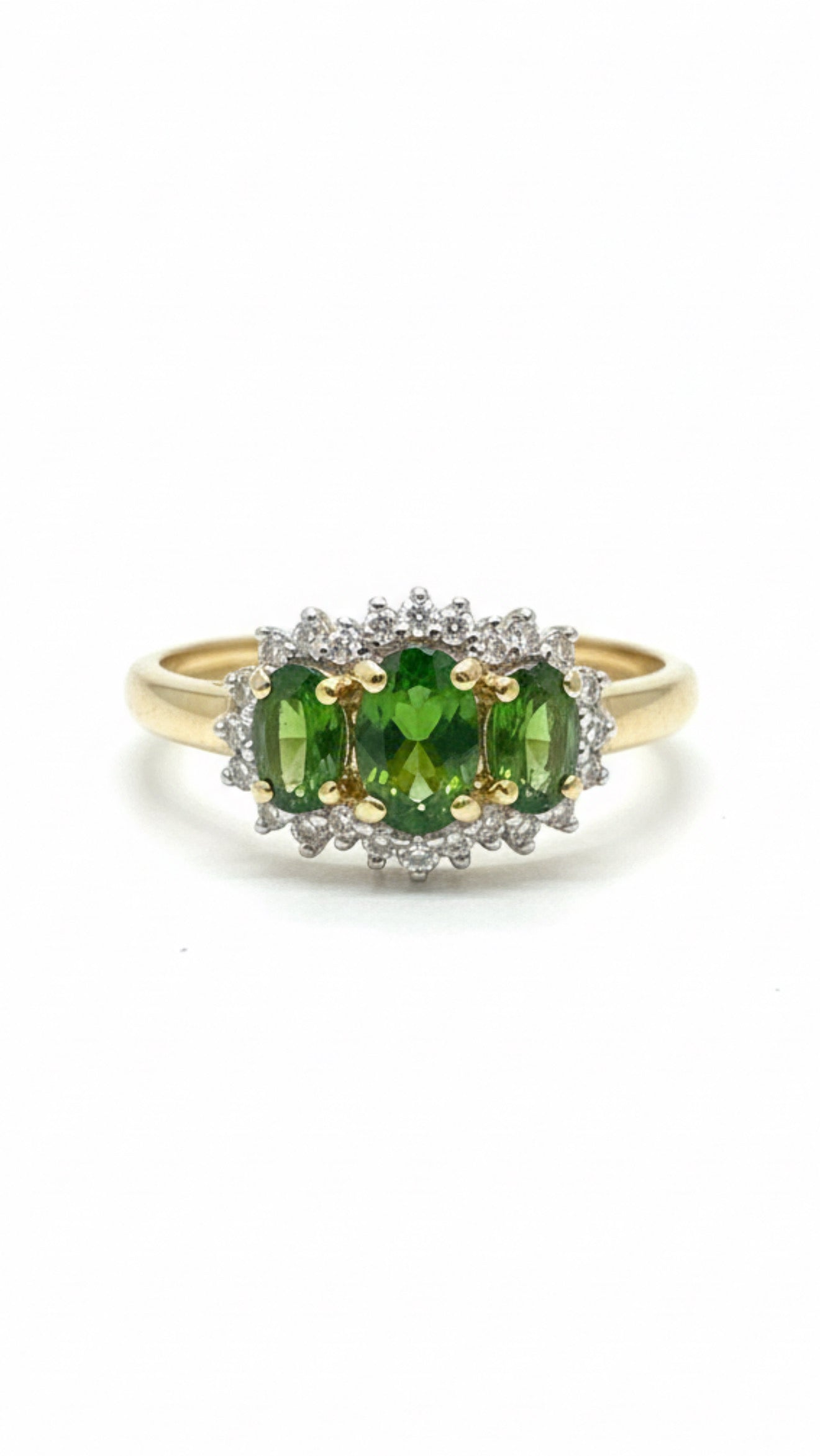 9ct Gold Diopside & Diamond Ring