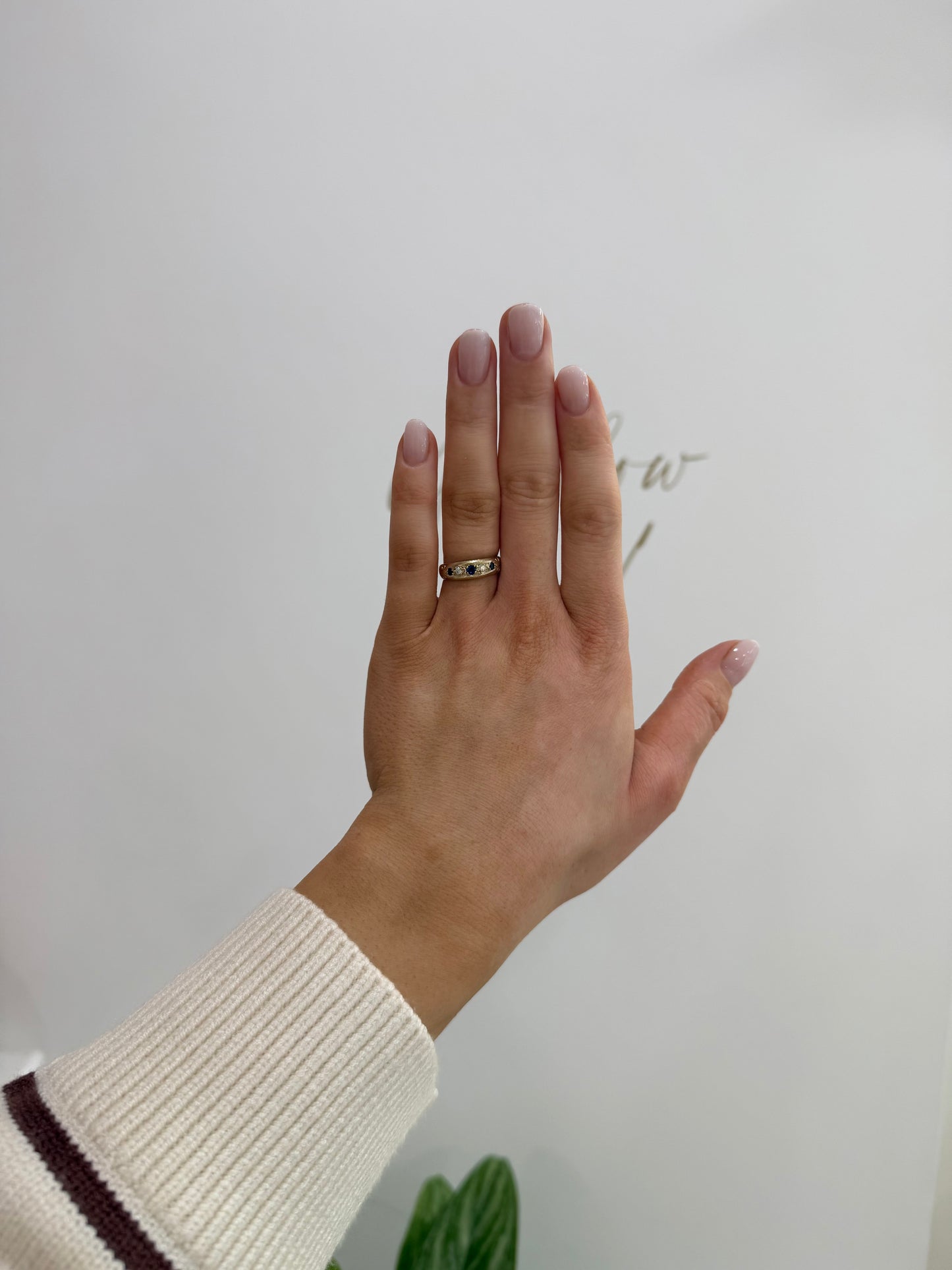 9ct Gold Sapphire & Diamond Gypsy Ring