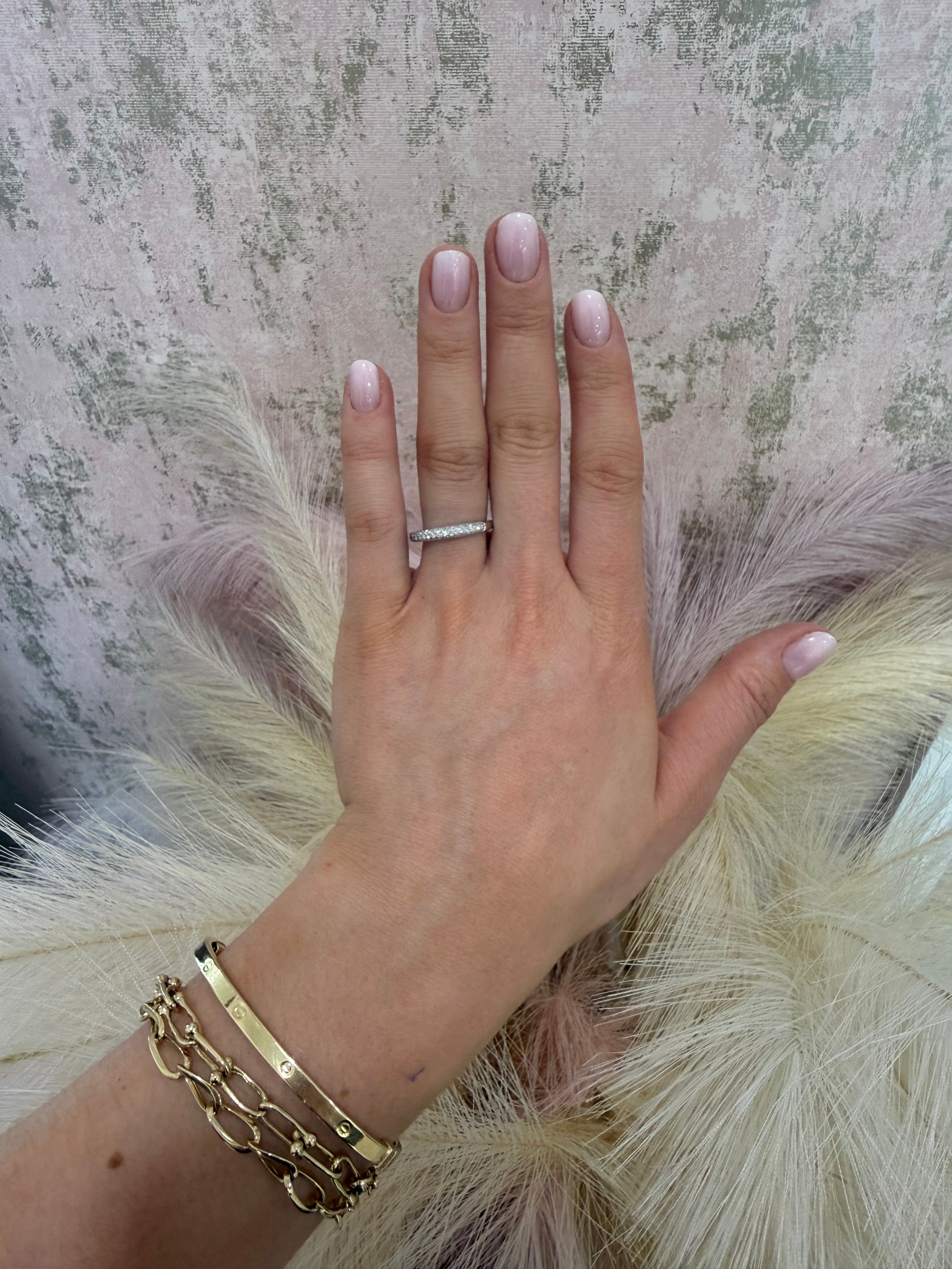 9ct White Gold Diamond Band