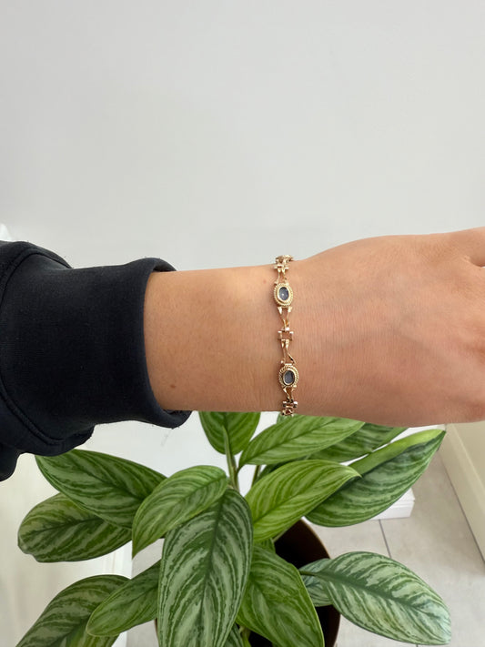 9ct Gold Black Opal Vintage Bracelet