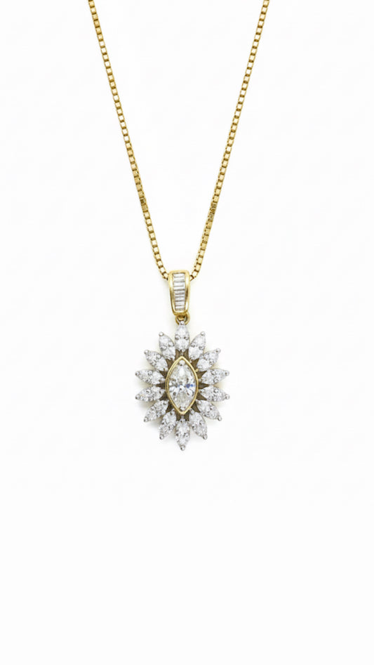 9ct Diamond Cluster Necklace