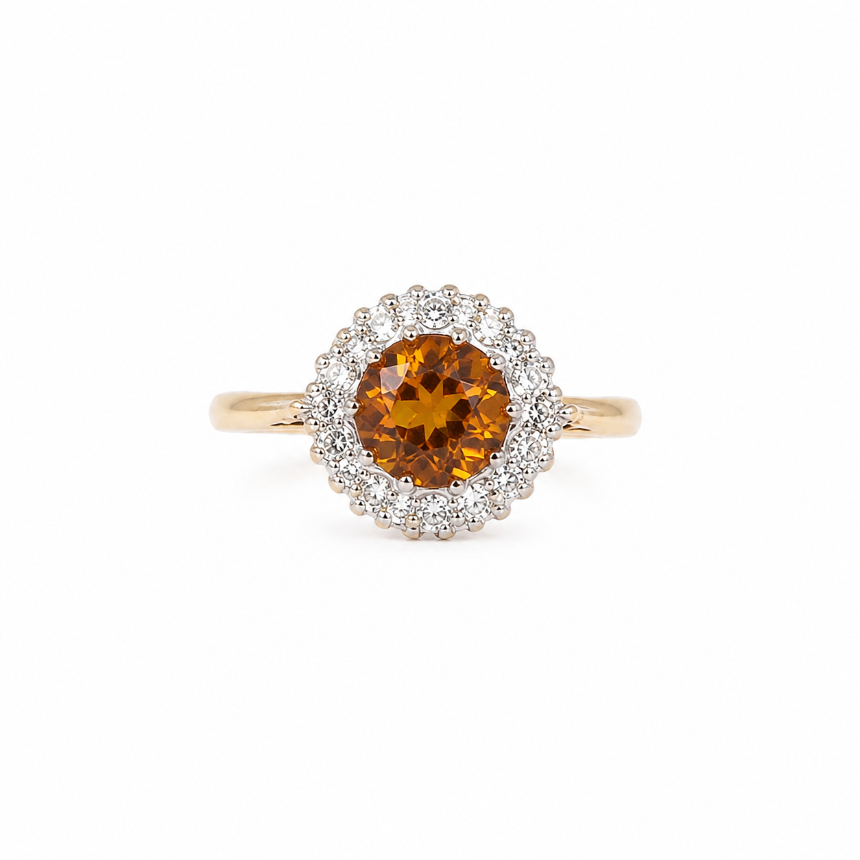 18ct Gold Citrine & Diamond Ring