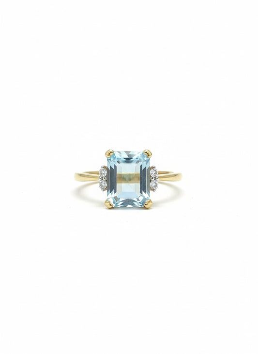 Sky Blue Topaz & Diamond Ring