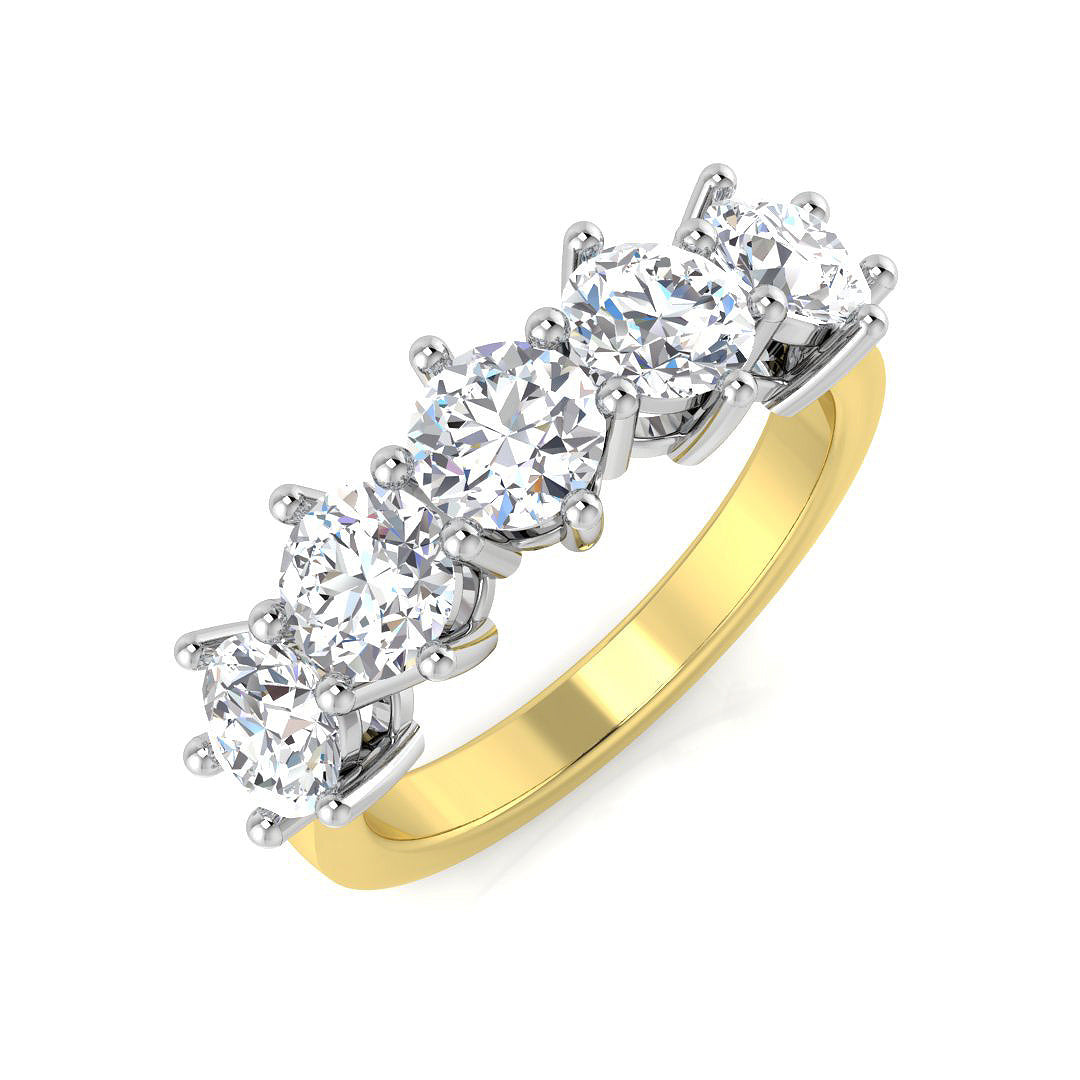 9ct Gold 5x Stone Lab Diamond Ring