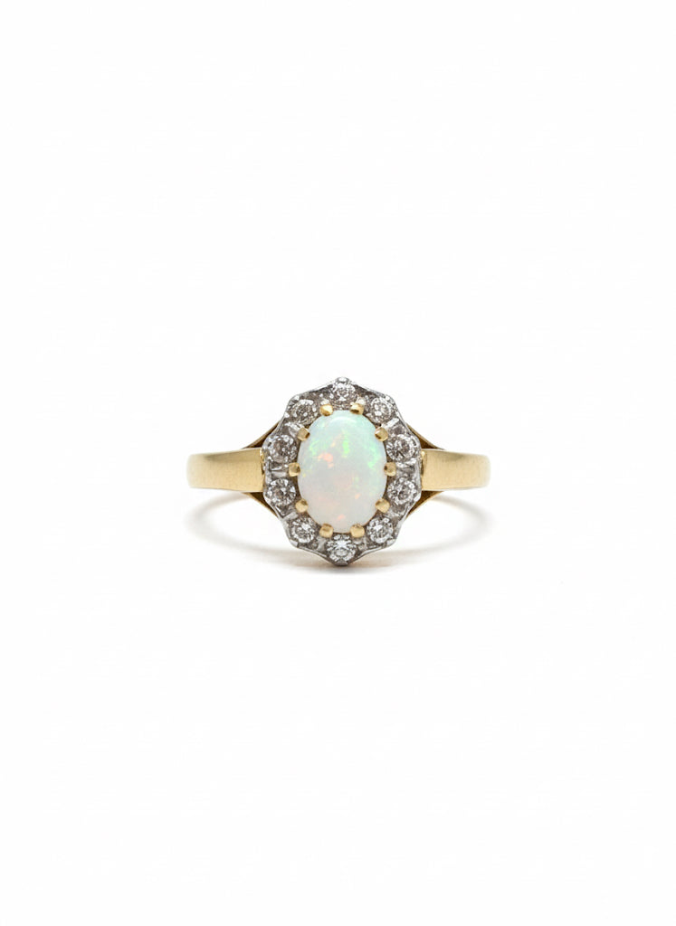 9ct Opal & Diamond Ring