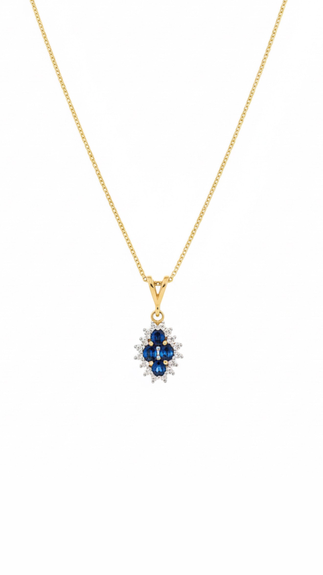 9ct Gold Diamond & Sapphire Necklace