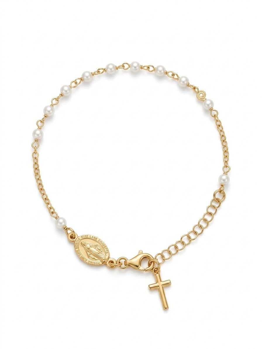 Zara Gold Plated Pearl Holy Bracelet
