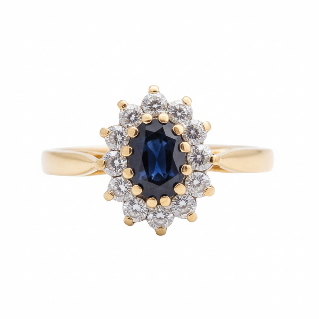 9ct Gold Sapphire & CZ Ring