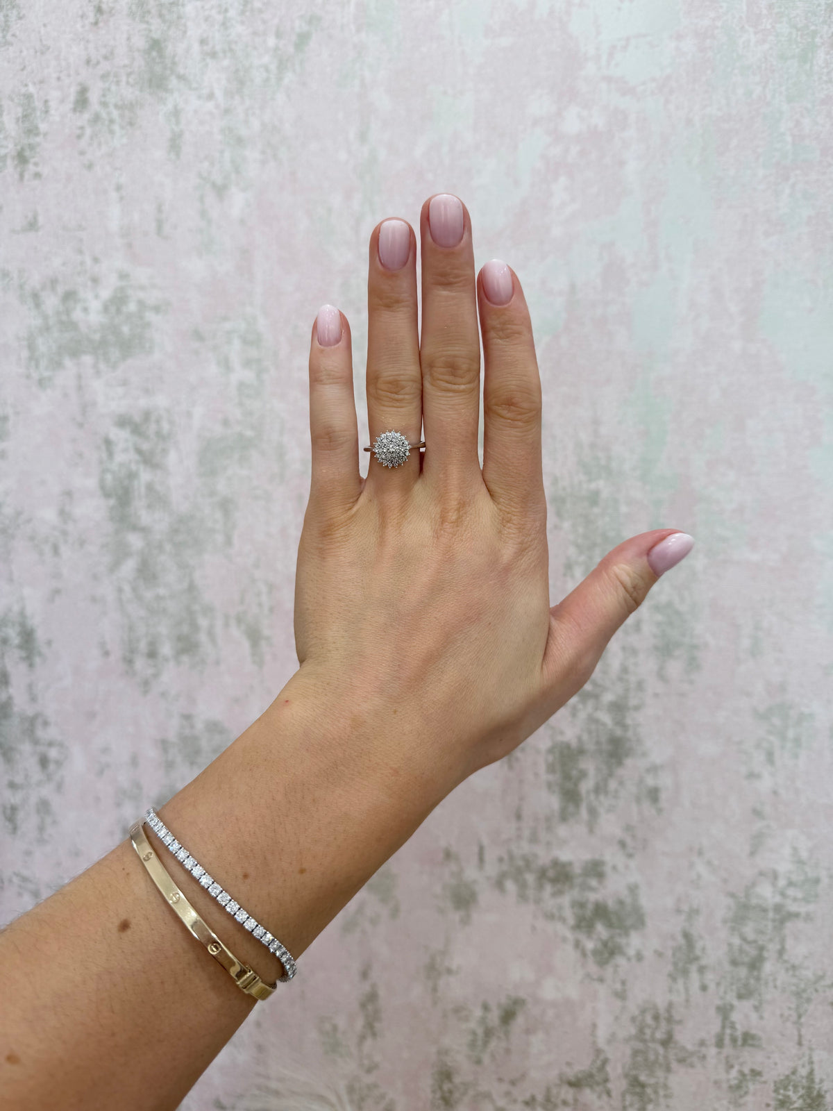 9ct White Gold Natural Diamond Cluster Ring