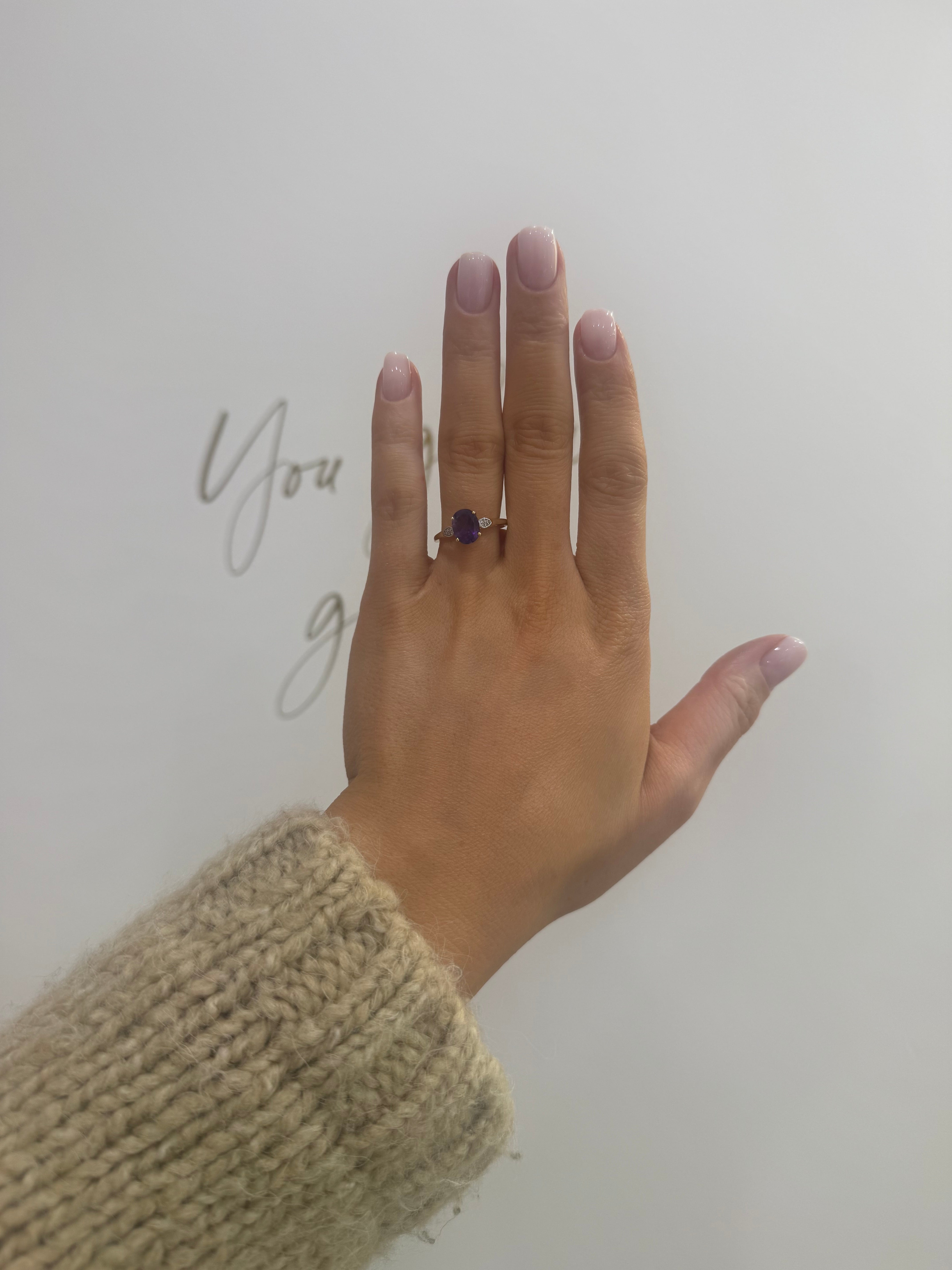 9ct Gold Amethyst & Diamond Ring