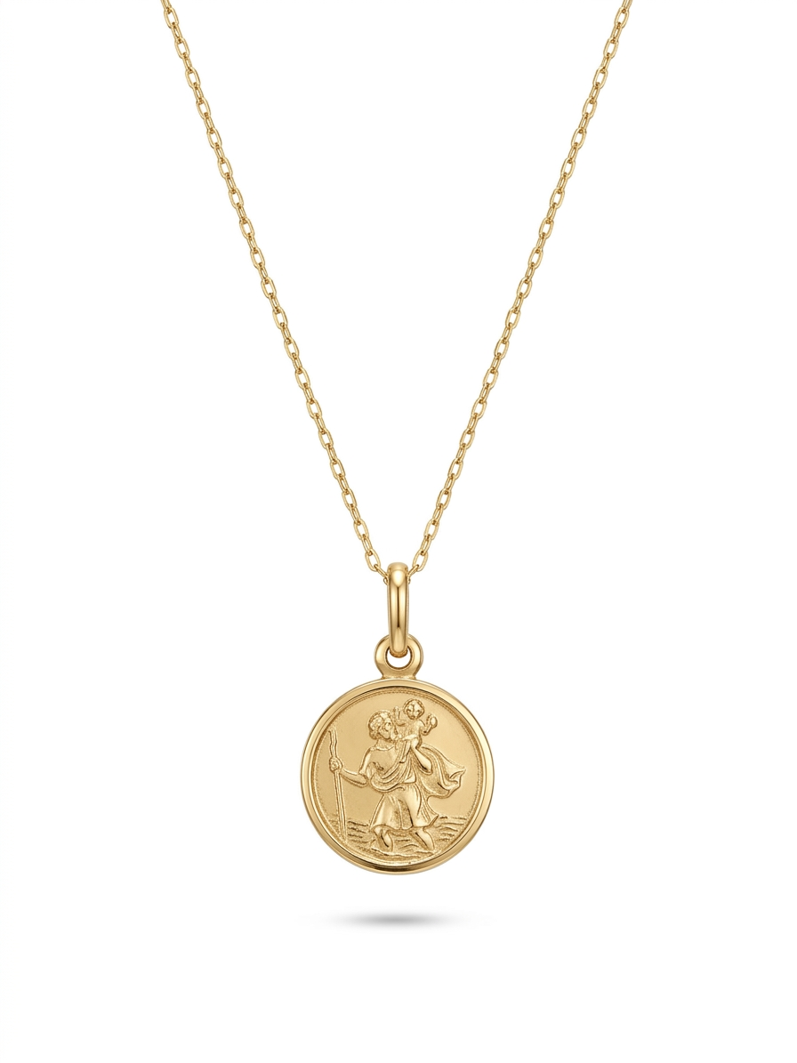 9ct 12mm Saint Christopher Medal Necklace