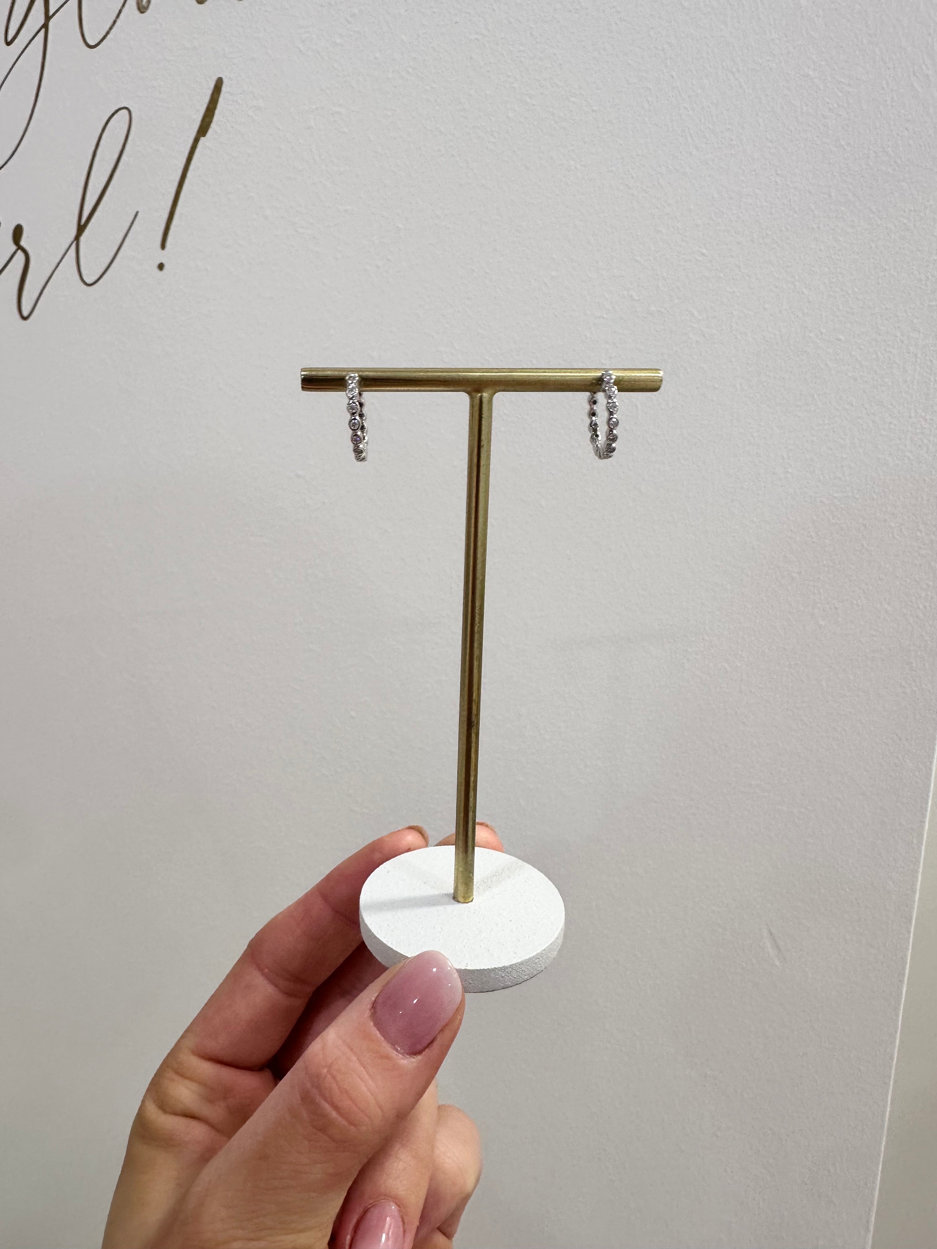 White Gold Bubble Diamond Hoop Earrings