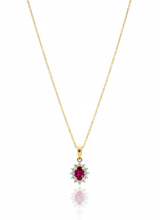 9ct Ruby & Diamond Necklace
