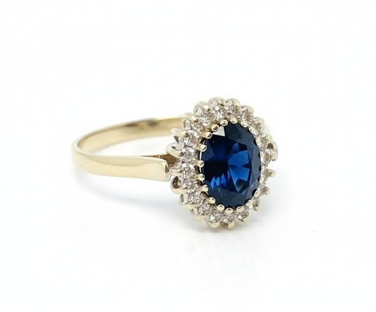 9ct Sapphire & Diamond Cluster Ring