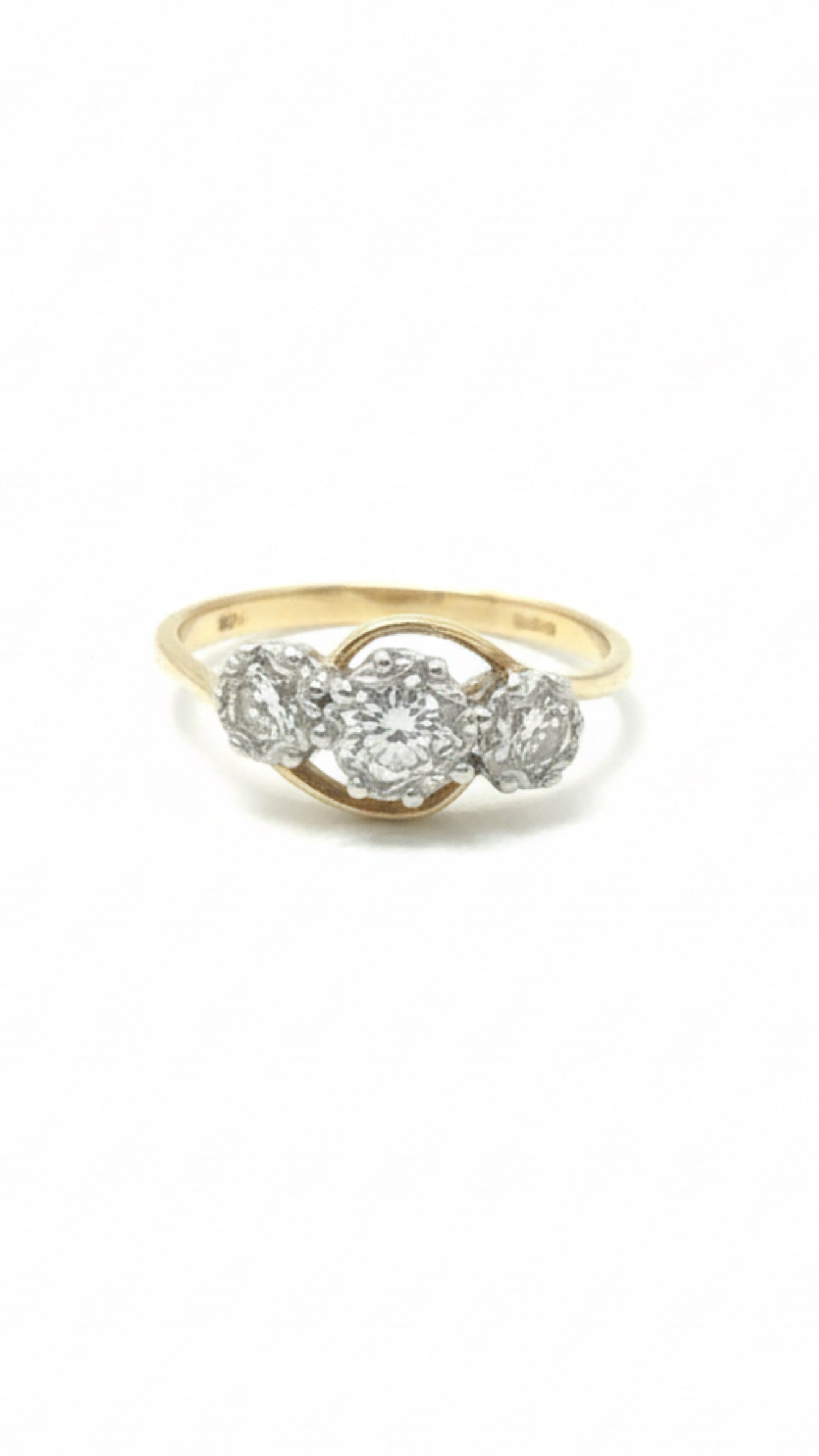 9ct Gold Art Deco Diamond Crossover Ring