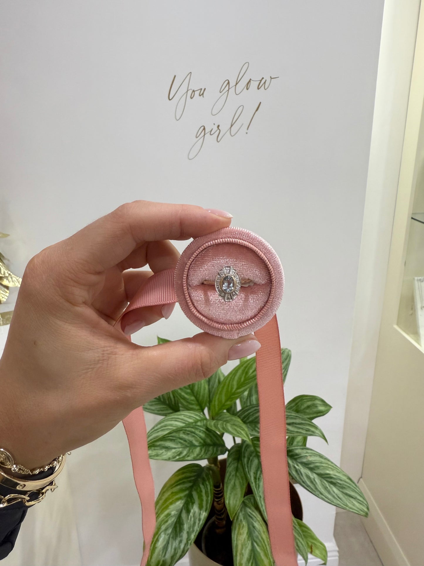 9ct Aquamarine & Diamond Ring