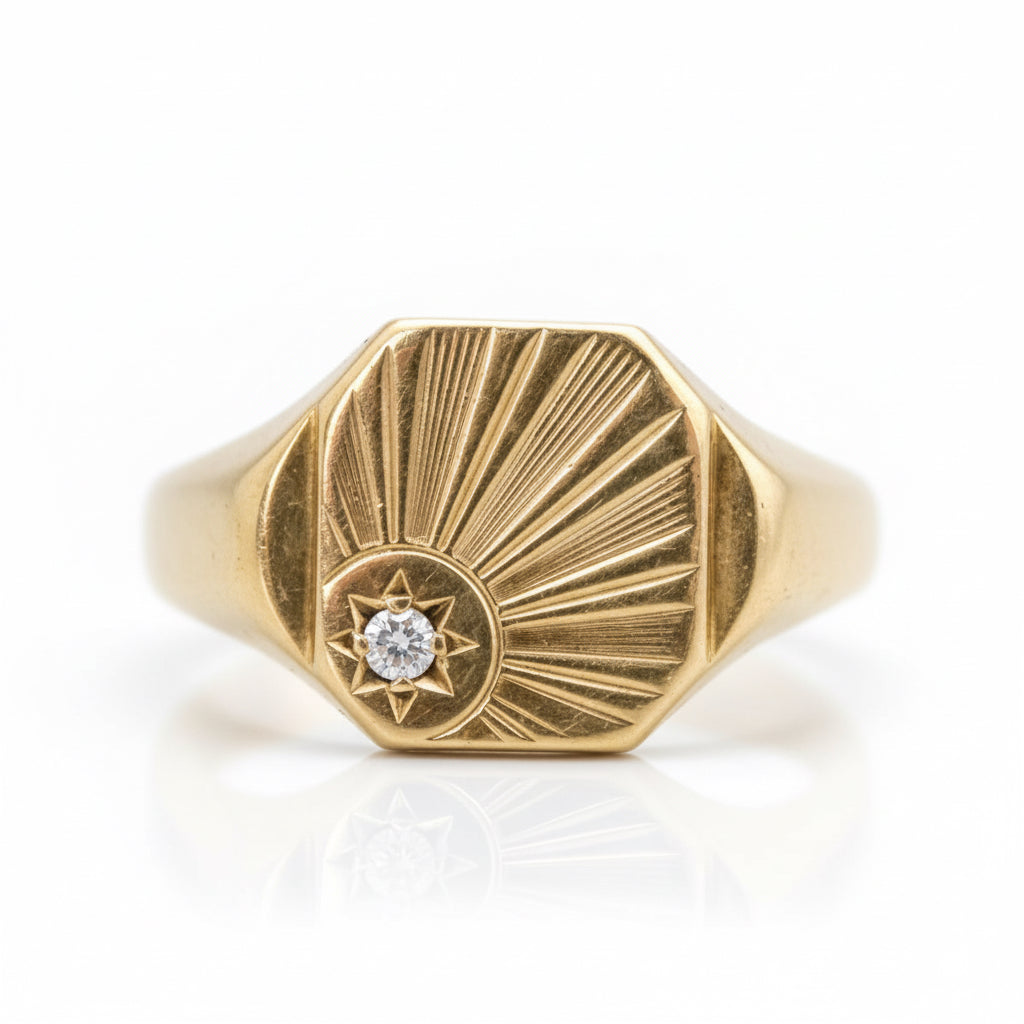 9ct Gold Diamond Signet Ring
