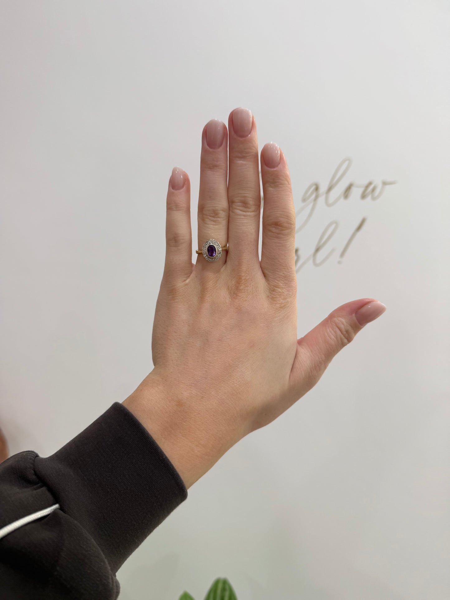 9ct Amethyst & Diamond Ring