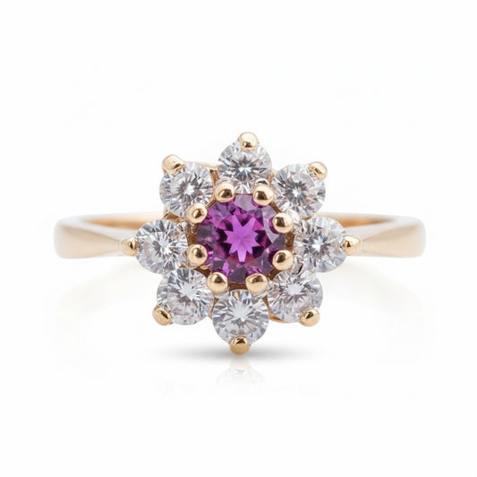 9ct Gold Ruby & CZ Ring