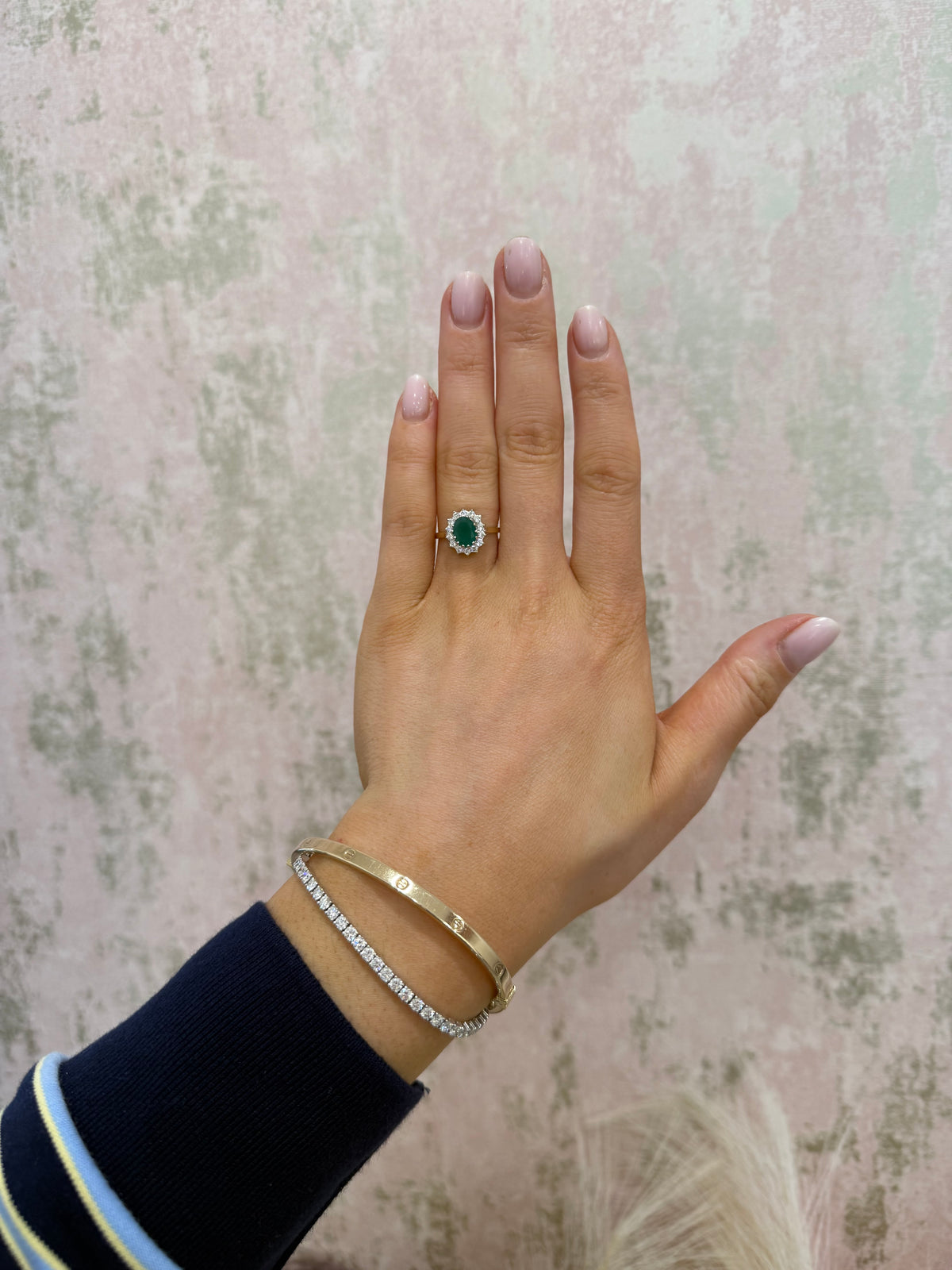 9ct Gold Agate & Cubic Zirconia Ring