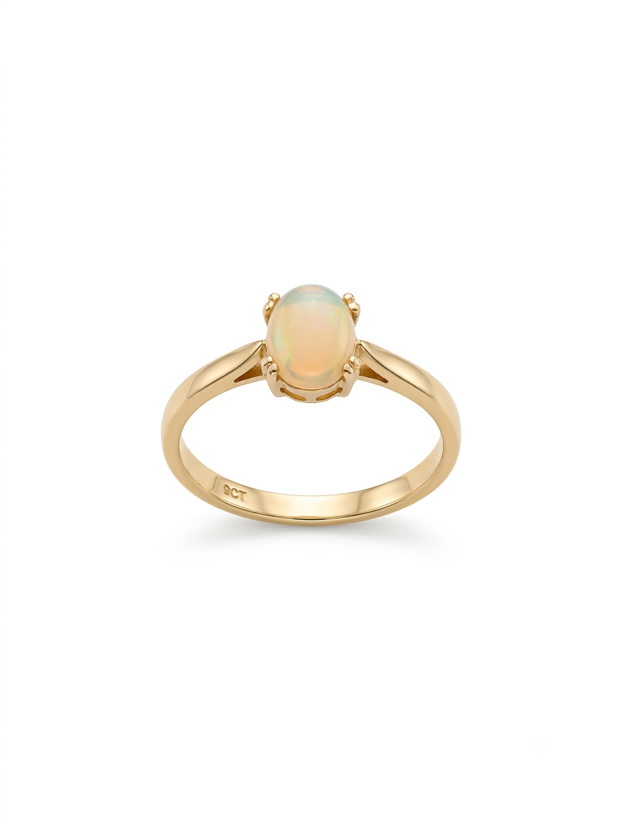 9ct Gold Opal Solitaire Ring