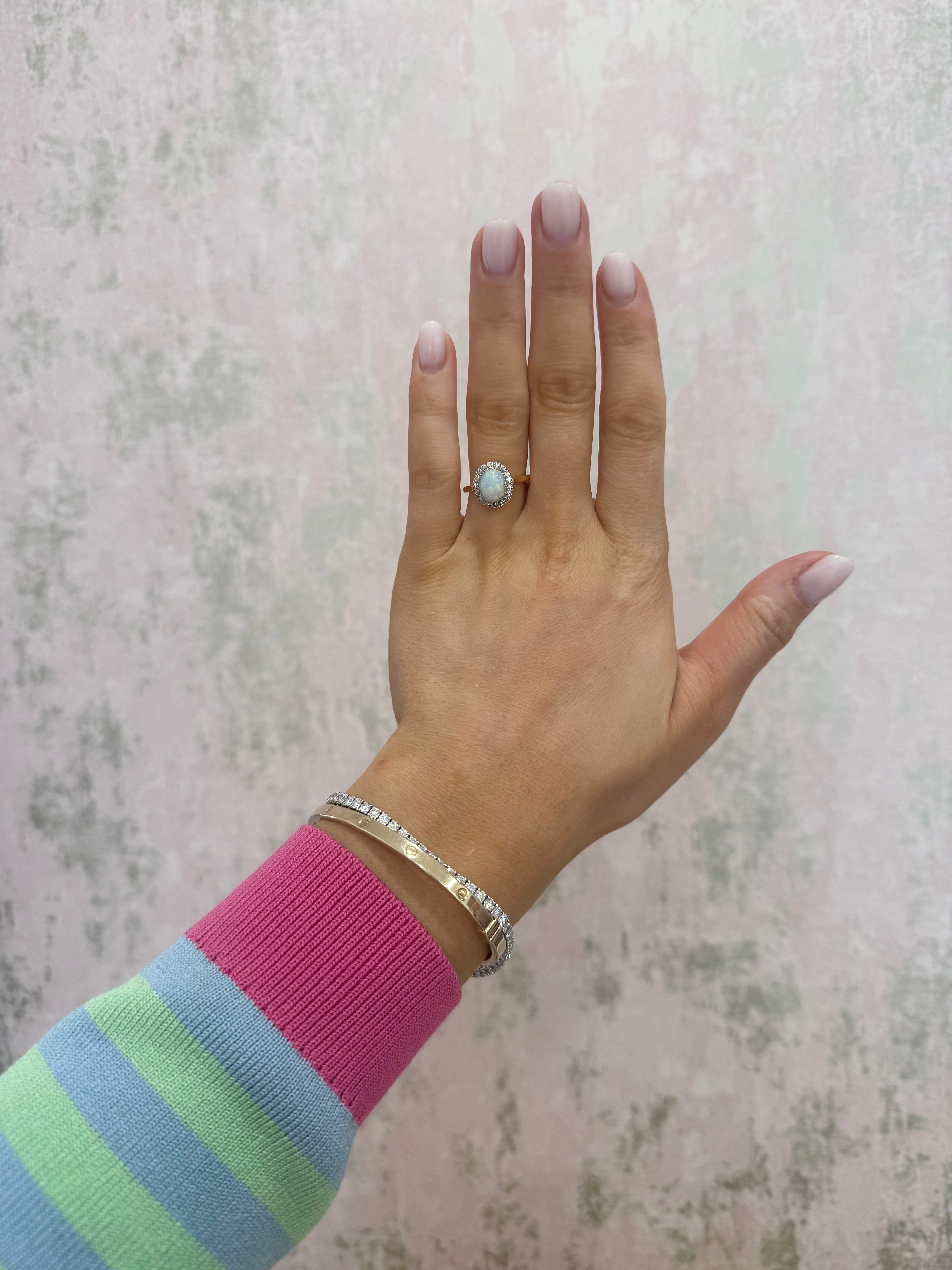 18ct Gold Opal & Diamond Cluster Ring