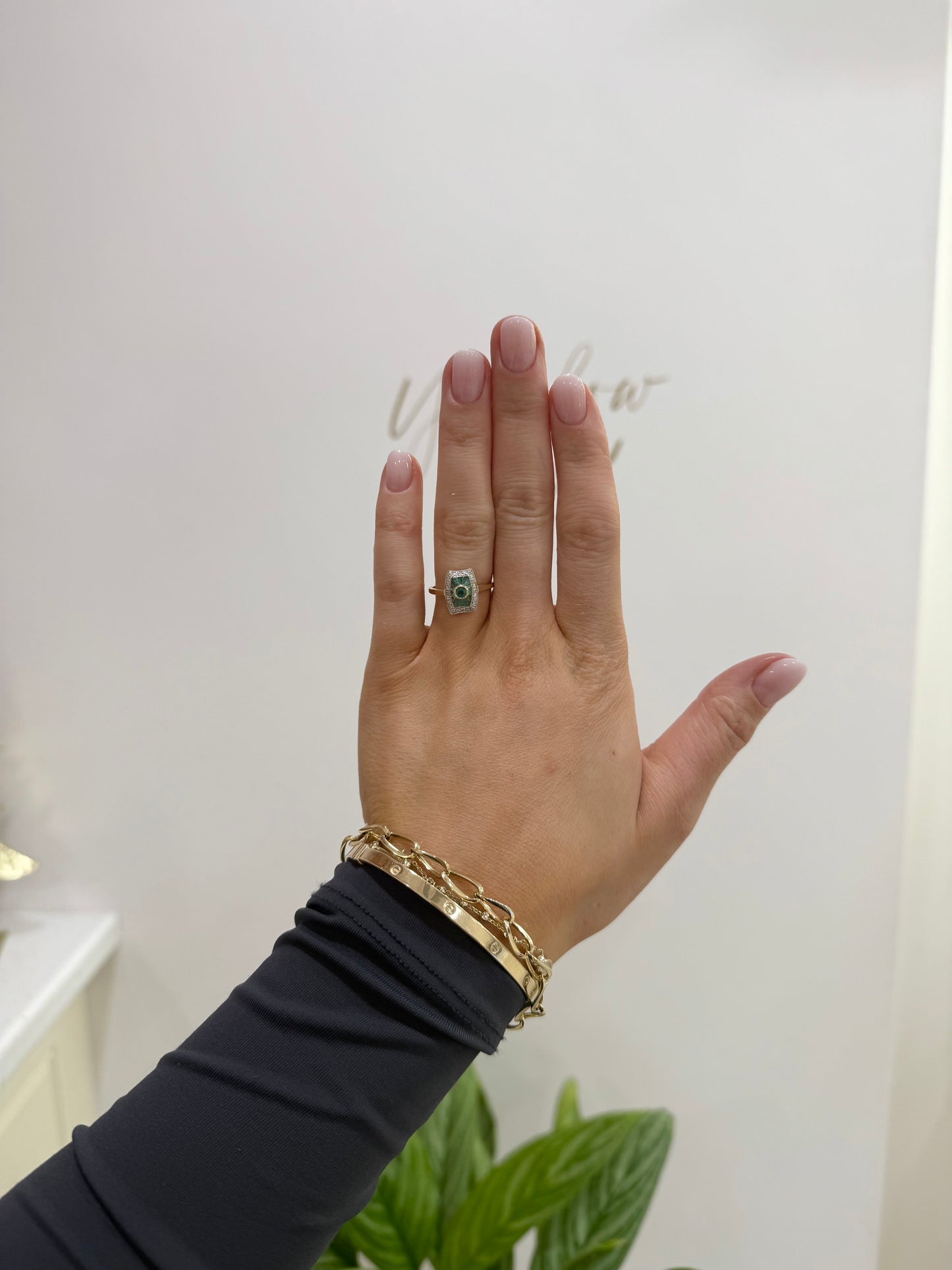 9ct Gold Emerald & Diamond Ring