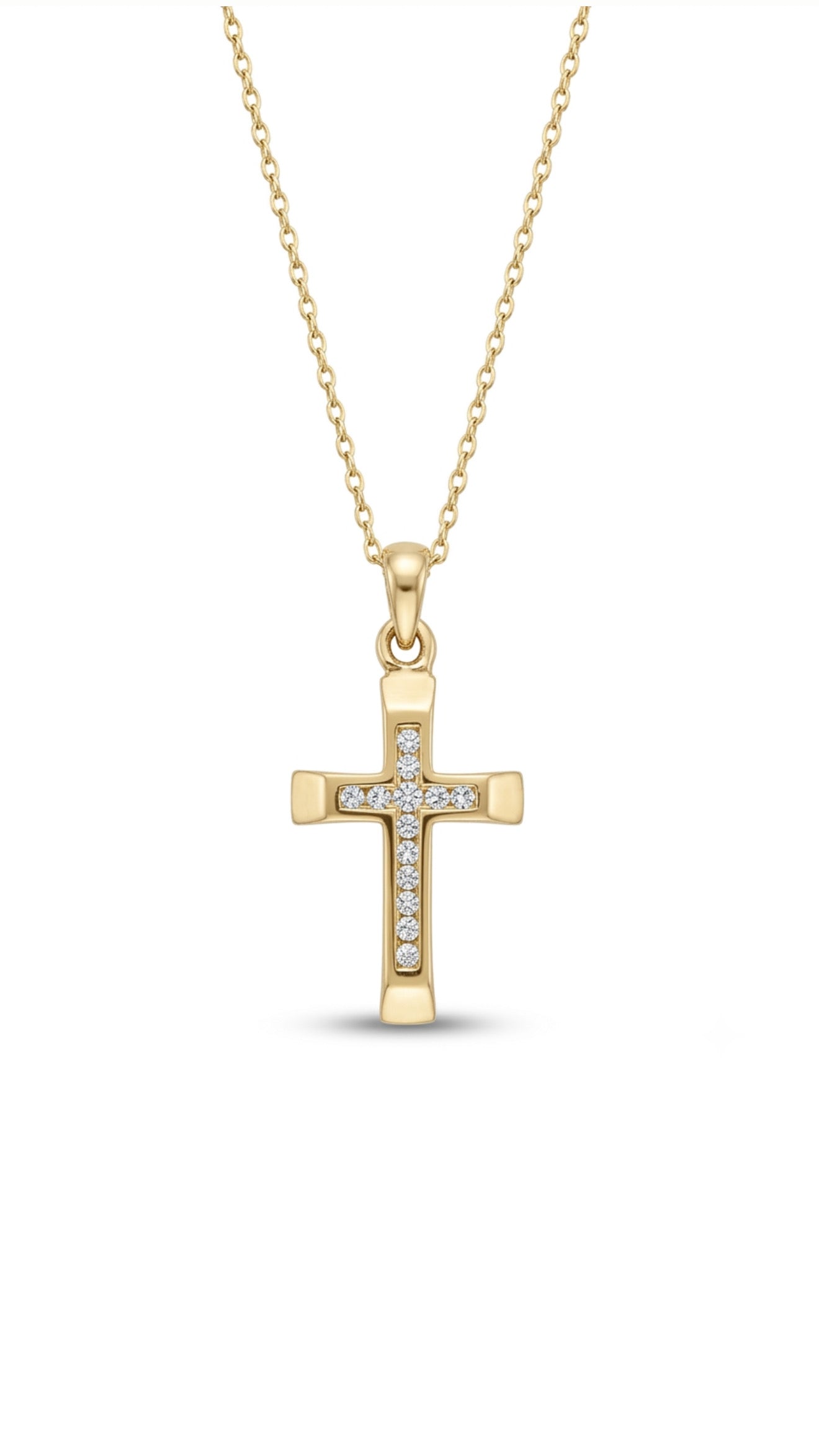 9ct Gold 12 Point Diamond Cross Necklace
