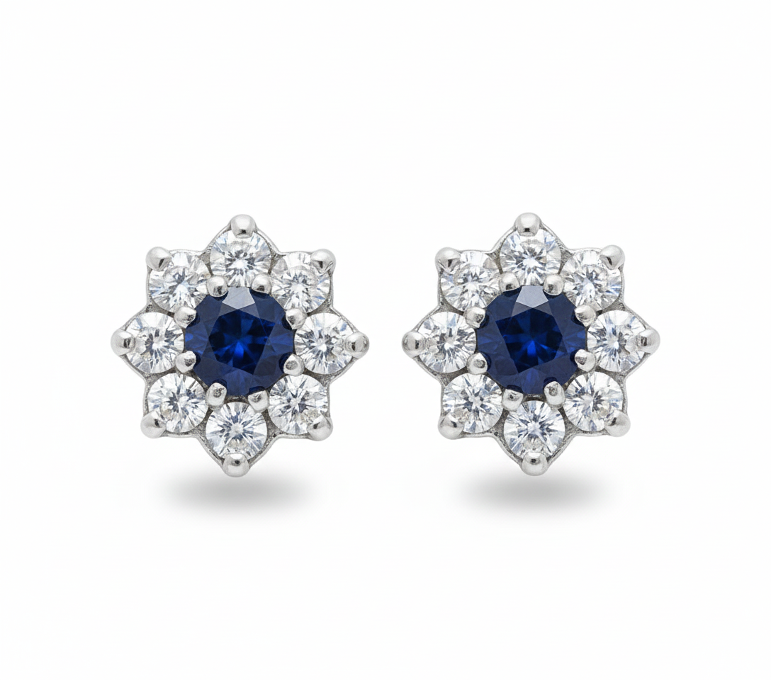 9ct Gold Sapphire & Diamond Earrings