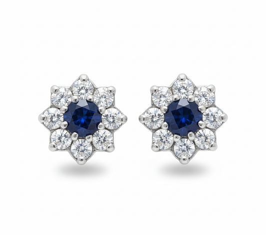 9ct Gold Sapphire & Diamond Earrings