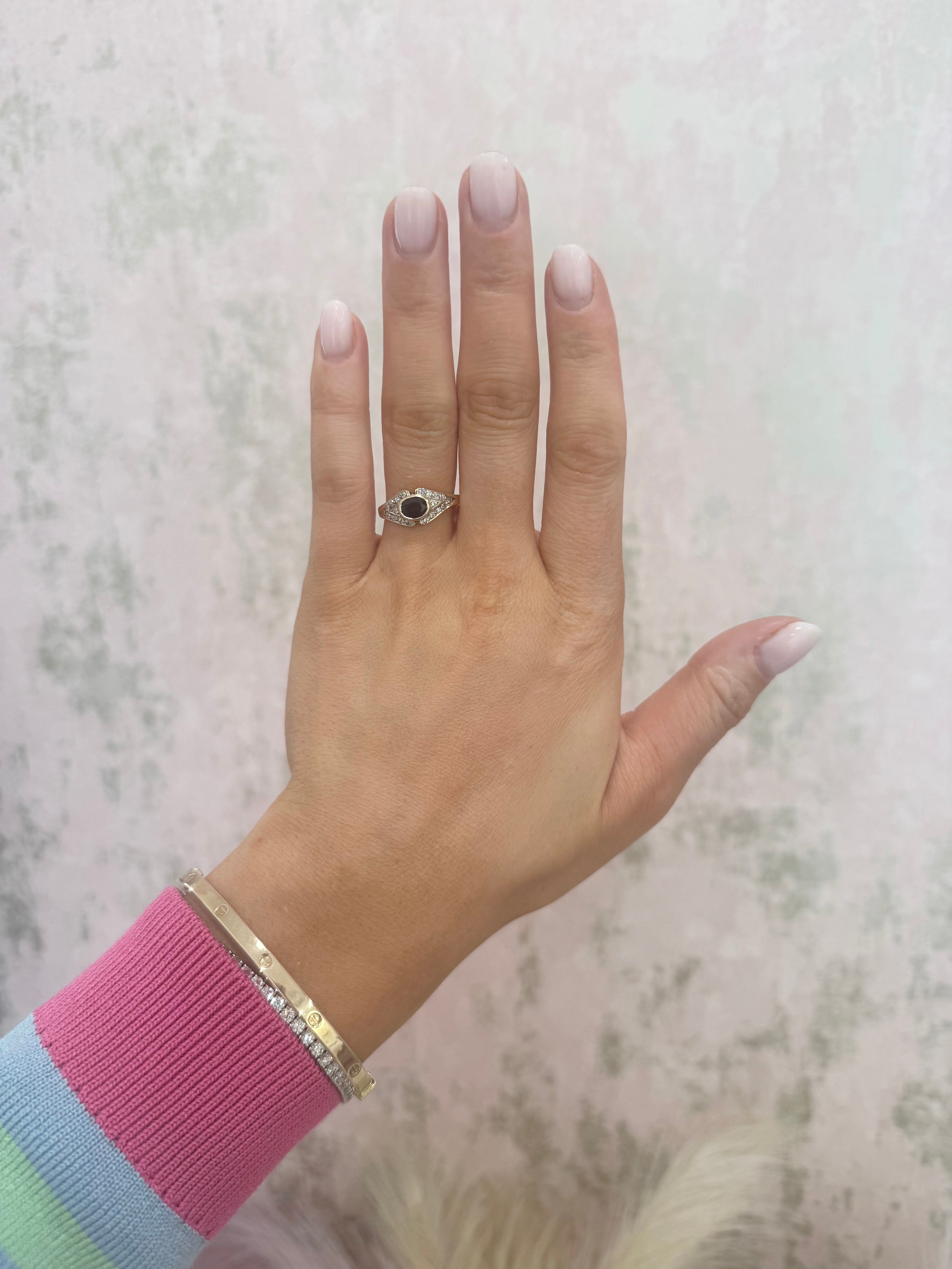 9ct Gold Sapphire & Cubic Zirconia Ring