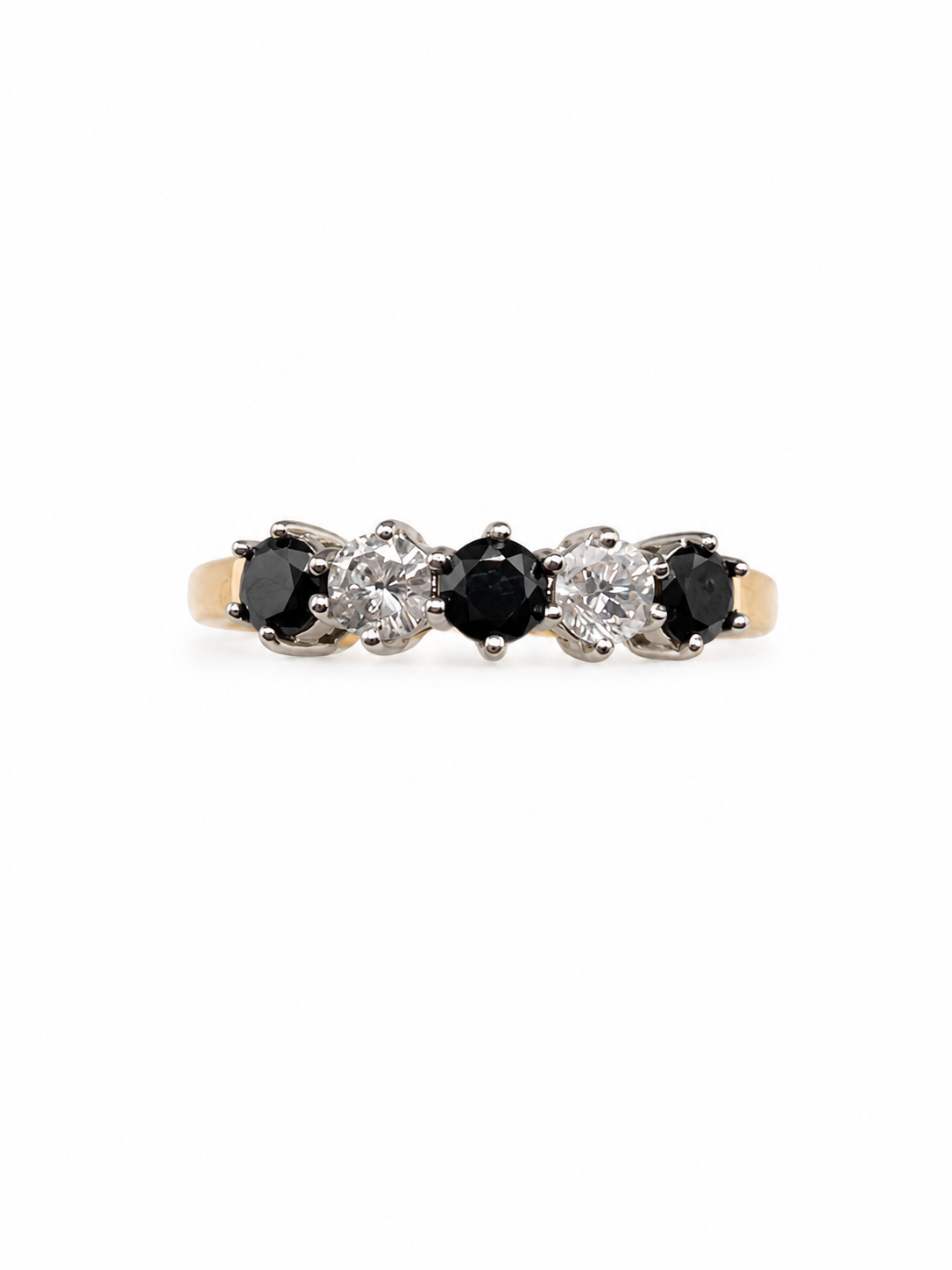 9ct Gold 1ct Sapphire & Diamond Five Stone Ring