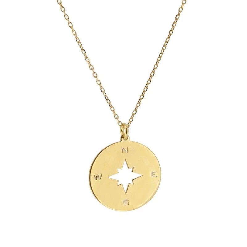 Gold Plated Compass Necklace