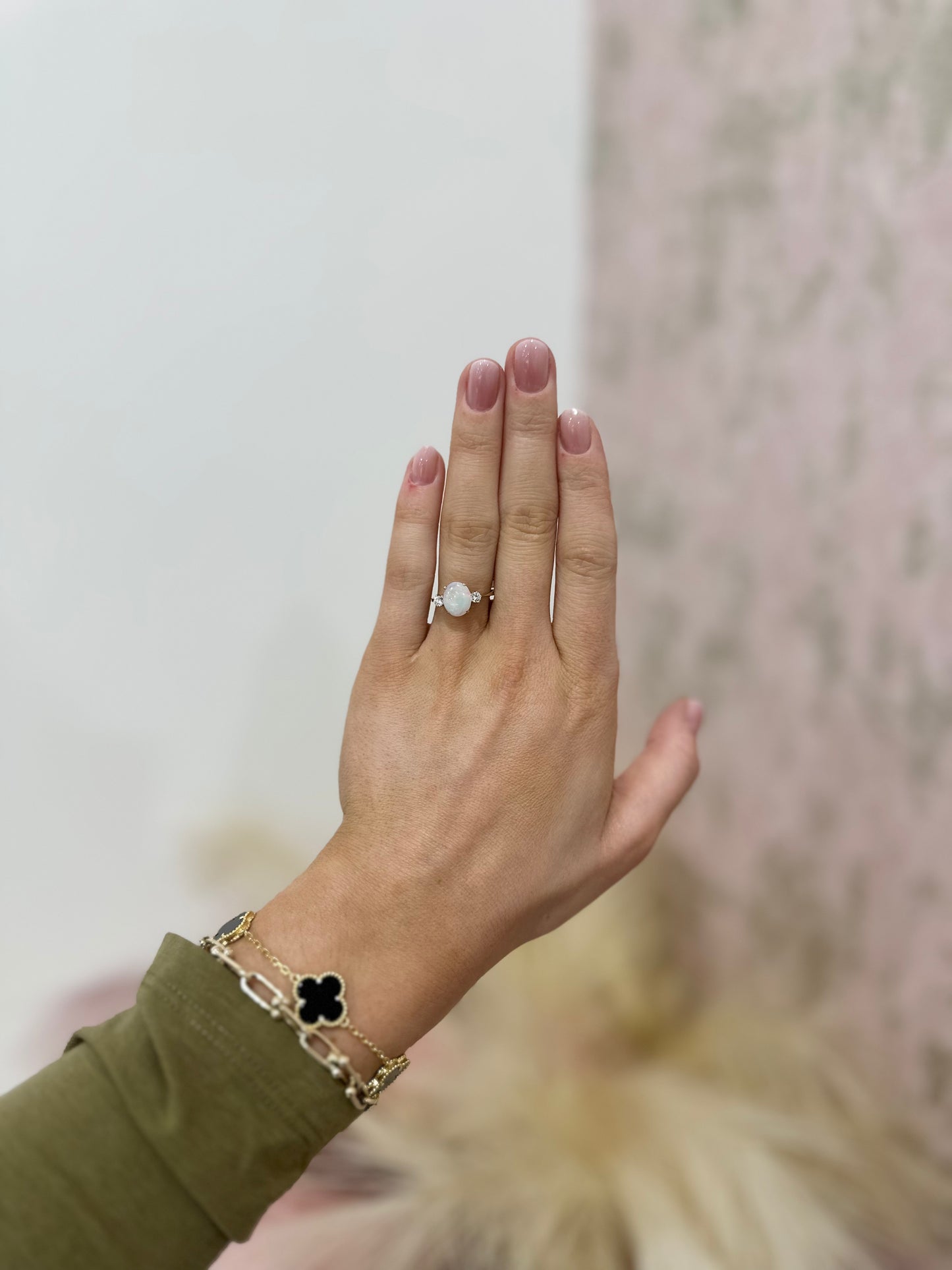 Opal & Cubic Zirconia Ring