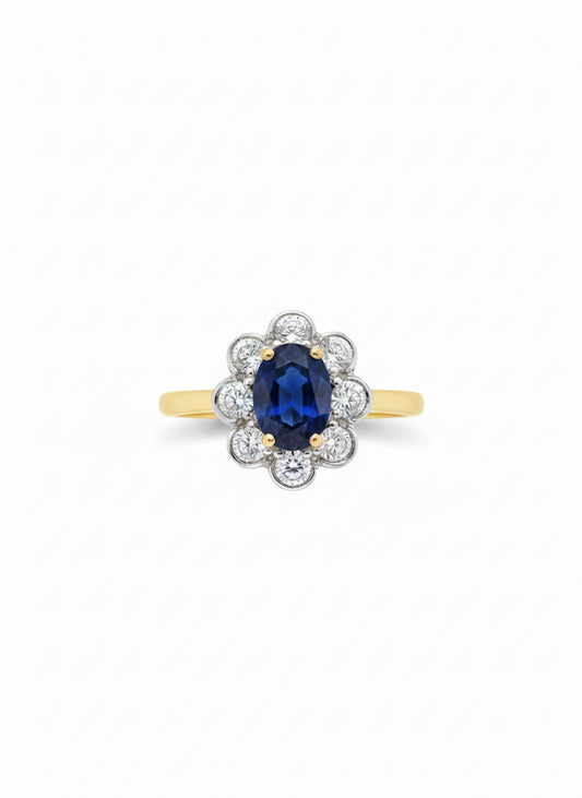 Blue Sapphire & Diamond Ring