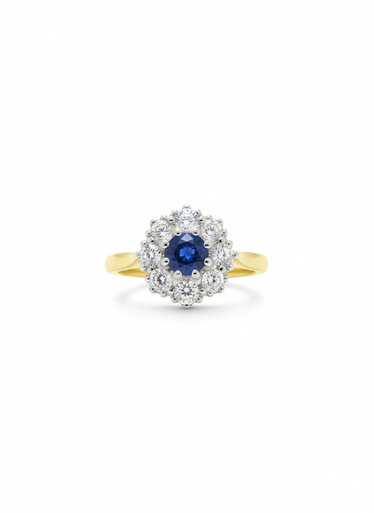 18ct Sapphire & Diamond Cluster Ring