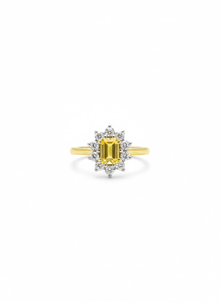 18ct Yellow Sapphire & Diamond Ring
