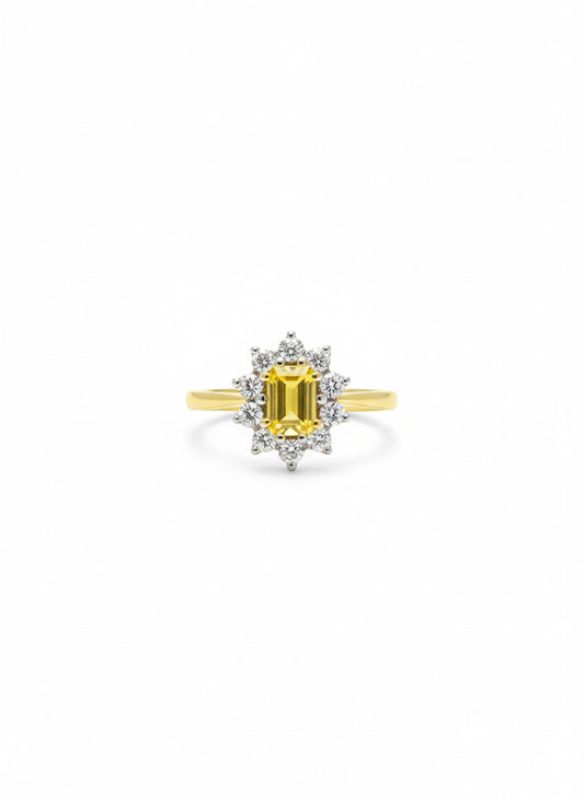 18ct Yellow Sapphire & Diamond Ring