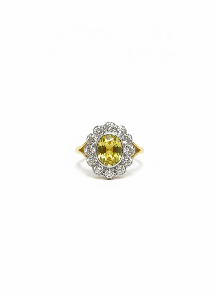 18ct Yellow Sapphire & Diamond Ring