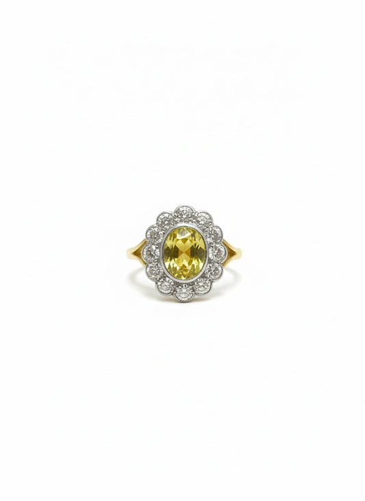 18ct Yellow Sapphire & Diamond Ring