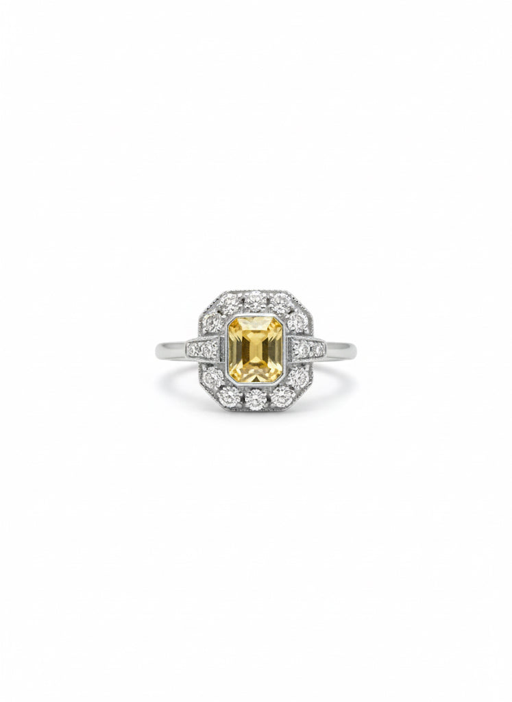 18ct Yellow Sapphire & Diamond Ring